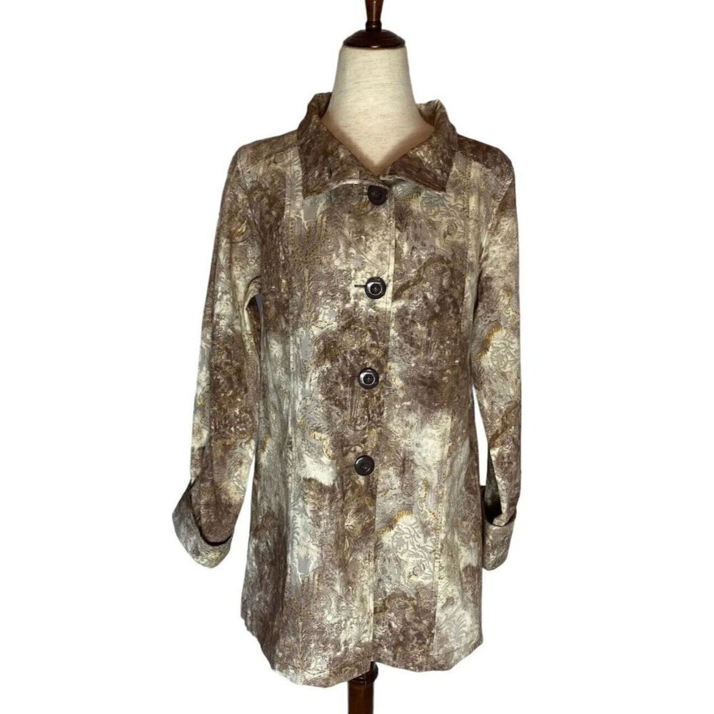 Units Shacket Shirt Jacket Womens Sz Medium Vintage Button Up Long Sleeve Cuffs
